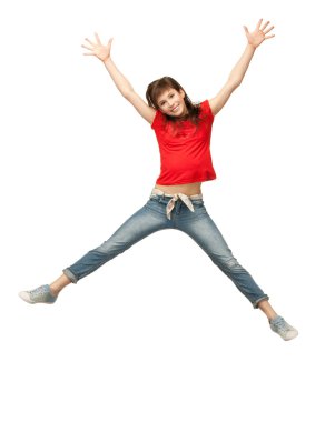 Jumping teenage girl clipart