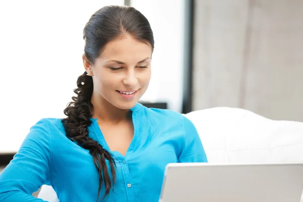 Happy woman with laptop computer Royalty Free Stock Images