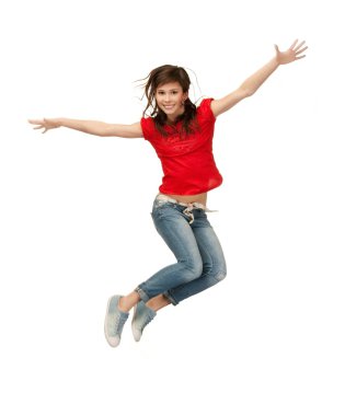 Jumping teenage girl clipart