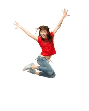 Jumping teenage girl clipart