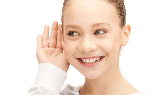 Adolescente menina escutando fofocas — Fotografia de Stock