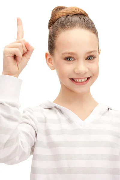 Teenage girl with her finger up — Stock Photo, Image