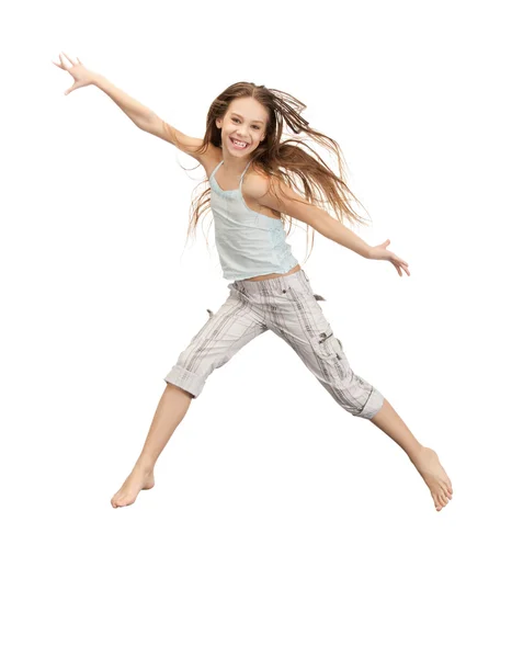 跳跃的十几岁的女孩 — 图库照片