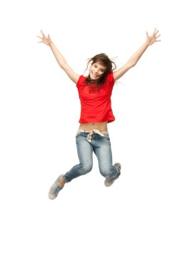 Jumping teenage girl clipart