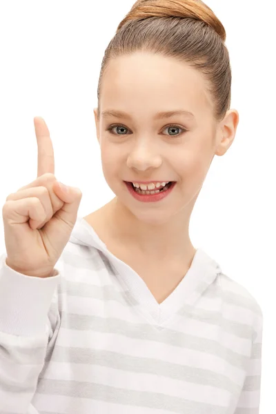 Ragazza adolescente con il dito in su — Foto Stock