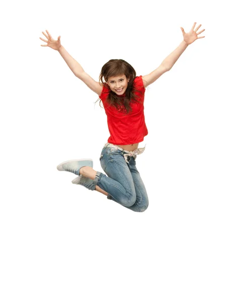 Jumping teenage girl Stock Photo