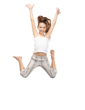 Jumping teenage girl clipart