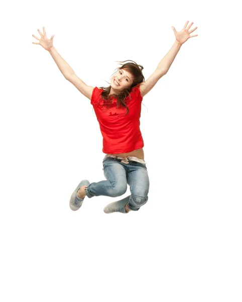 Прыгающая девочка-подросток — стоковое фото