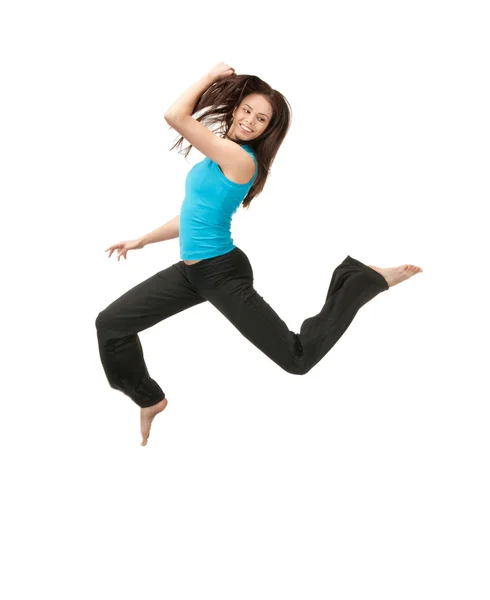 Saltando menina desportiva — Fotografia de Stock