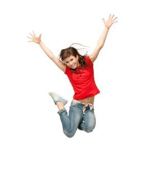 Jumping teenage girl clipart