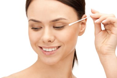 Beautiful woman with cotton bud clipart