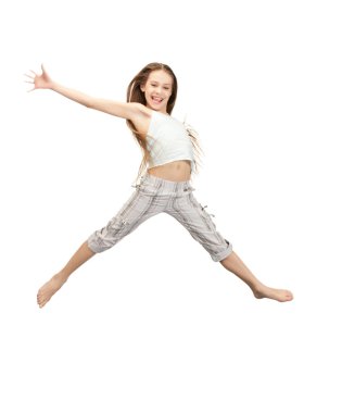 Jumping teenage girl clipart