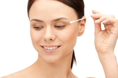 Beautiful woman with cotton bud clipart