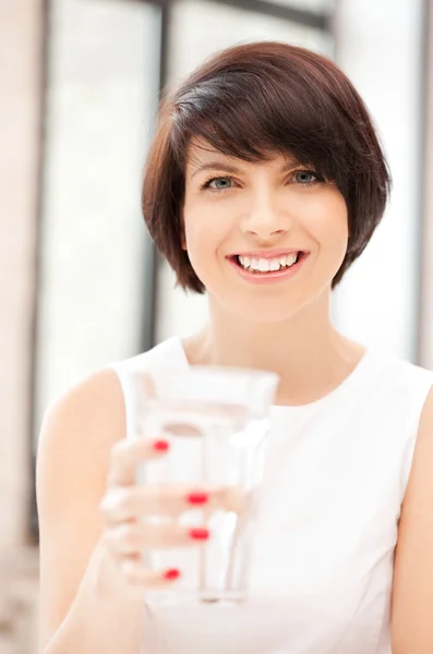 Beautiful woman with glass of water — Stock Photo, Image