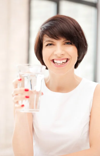Beautiful woman with glass of water — Stock Photo, Image