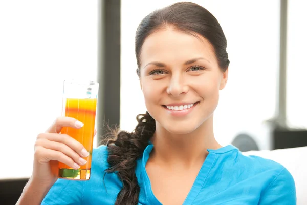 Beautiful woman with glass of juice — Stock Photo, Image