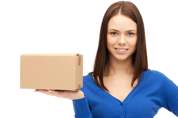Привлекательная деловая женщина с картонной коробкой Стоковое Изображение