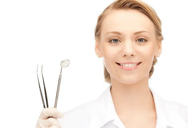 Dentysta z narzędzia — Zdjęcie stockowe