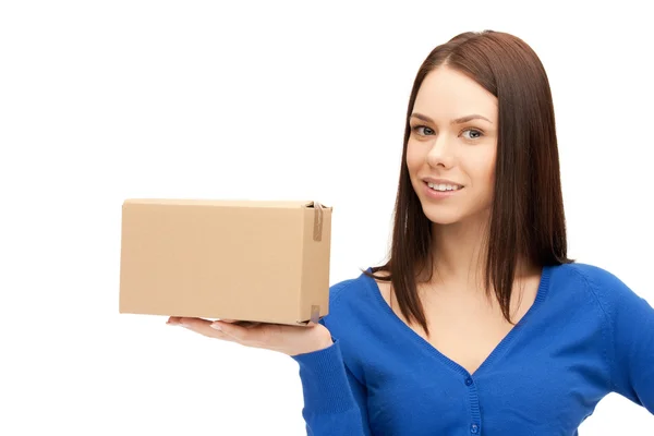 Atractiva empresaria con caja de cartón —  Fotos de Stock