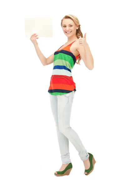Adolescente chica con tablero en blanco — Foto de Stock