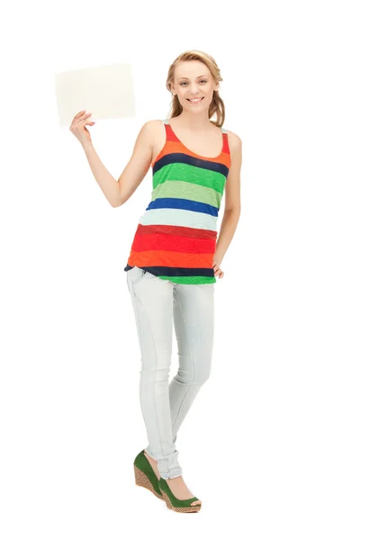 Teenage girl with blank board — Stock Photo, Image