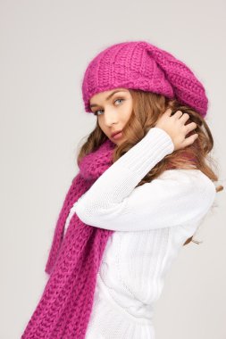 Beautiful woman in winter hat clipart