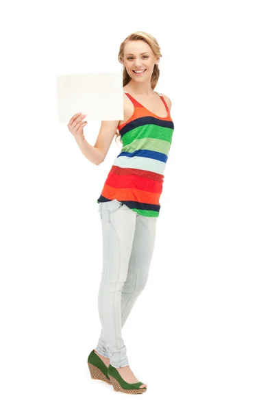 Adolescente com placa em branco — Fotografia de Stock