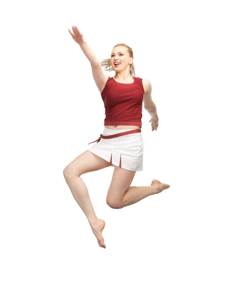 Hoppning sportig tjej — Stockfoto
