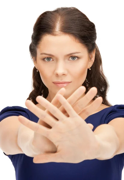 Kvinnan gör stopp gest — Stockfoto