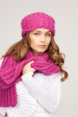 Beautiful woman in winter hat clipart