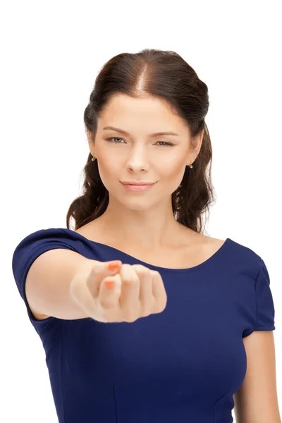 Geschäftsfrau zeigt mit dem Finger — Stockfoto