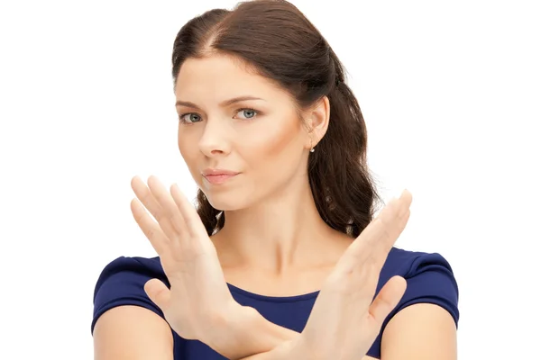 Жінка робить стоп жест — стокове фото