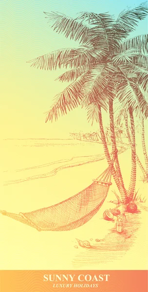 Güneşli sahil — Stok Vektör