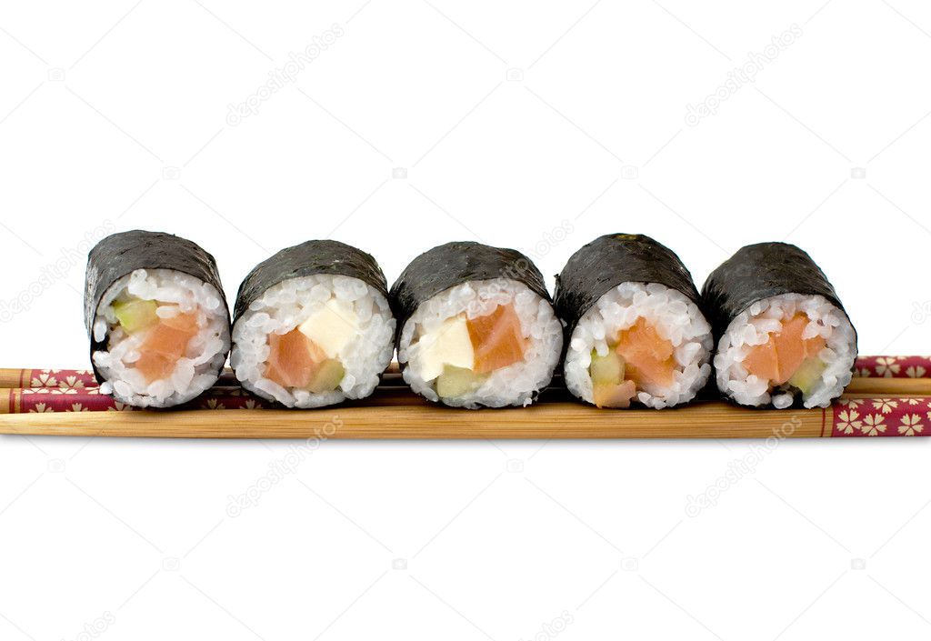 Isolated sushi on white
