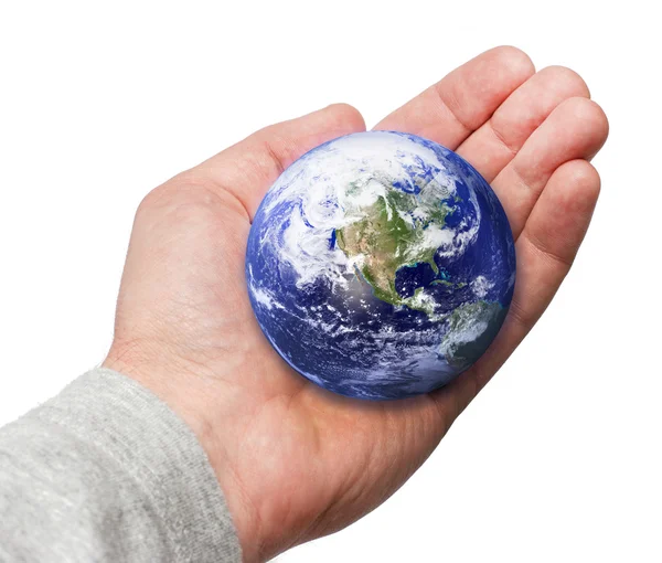 Lidská ruka drží svět v ruce — Stock fotografie
