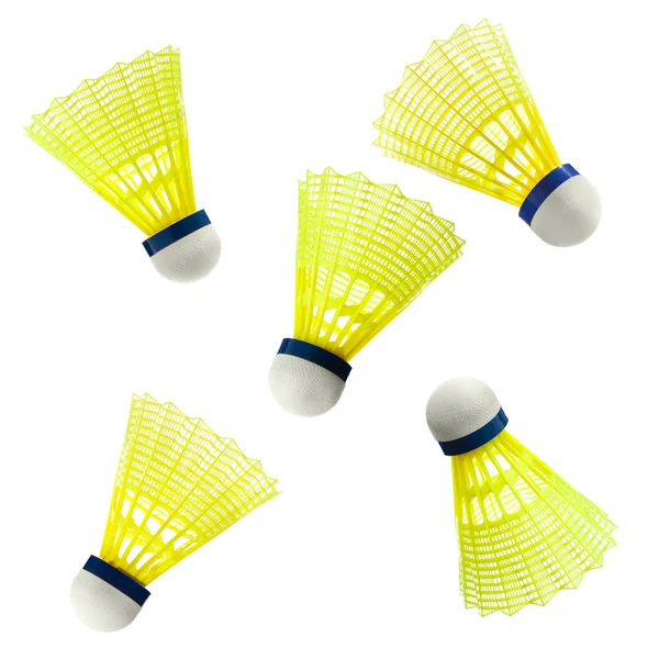 Wolant nylon Badminton na białym tle — Zdjęcie stockowe