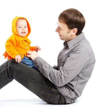 Baby on daddy's knees clipart