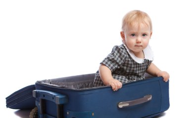 Infant inside the suitcase