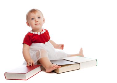 Baby with books