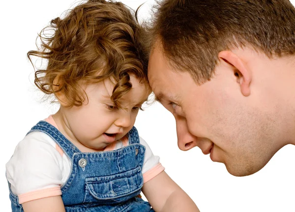 Baby girl with dad, isolated — Stock Photo, Image