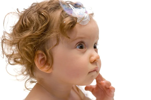 かわいい赤ちゃんの少女の肖像画、分離 — ストック写真