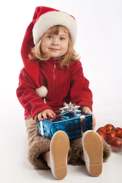 산타 모자에 소녀 — 스톡 사진
