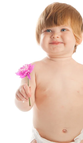 Bébé avec fleur — Photo