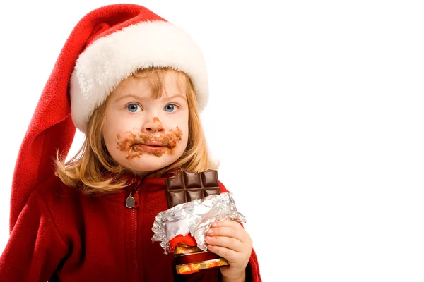 Étkezési csokoládét lány — Stock Fotó