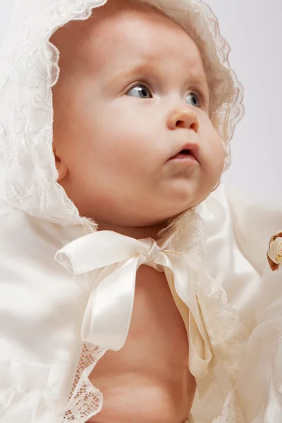 Baby in baptismal clothes — Stock Photo, Image