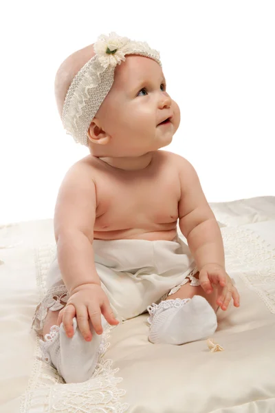 Bebê menina em calças — Fotografia de Stock