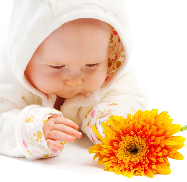 Дитина з квіткою — стокове фото