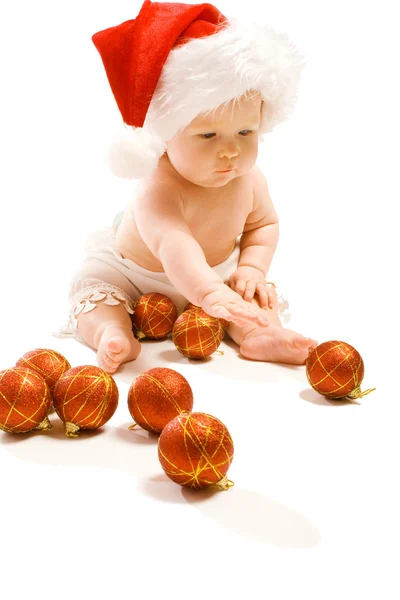 Baby met decoratie van Kerstmis — Stockfoto
