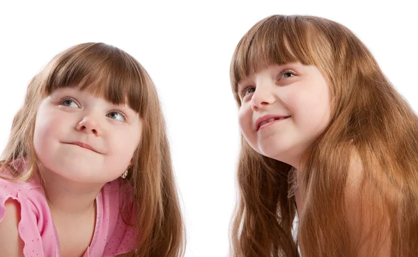 Little girls look up — Stock Photo, Image