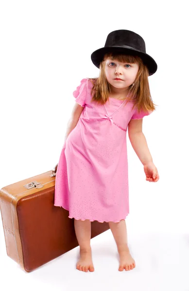 孩子携带的手提箱 — 图库照片